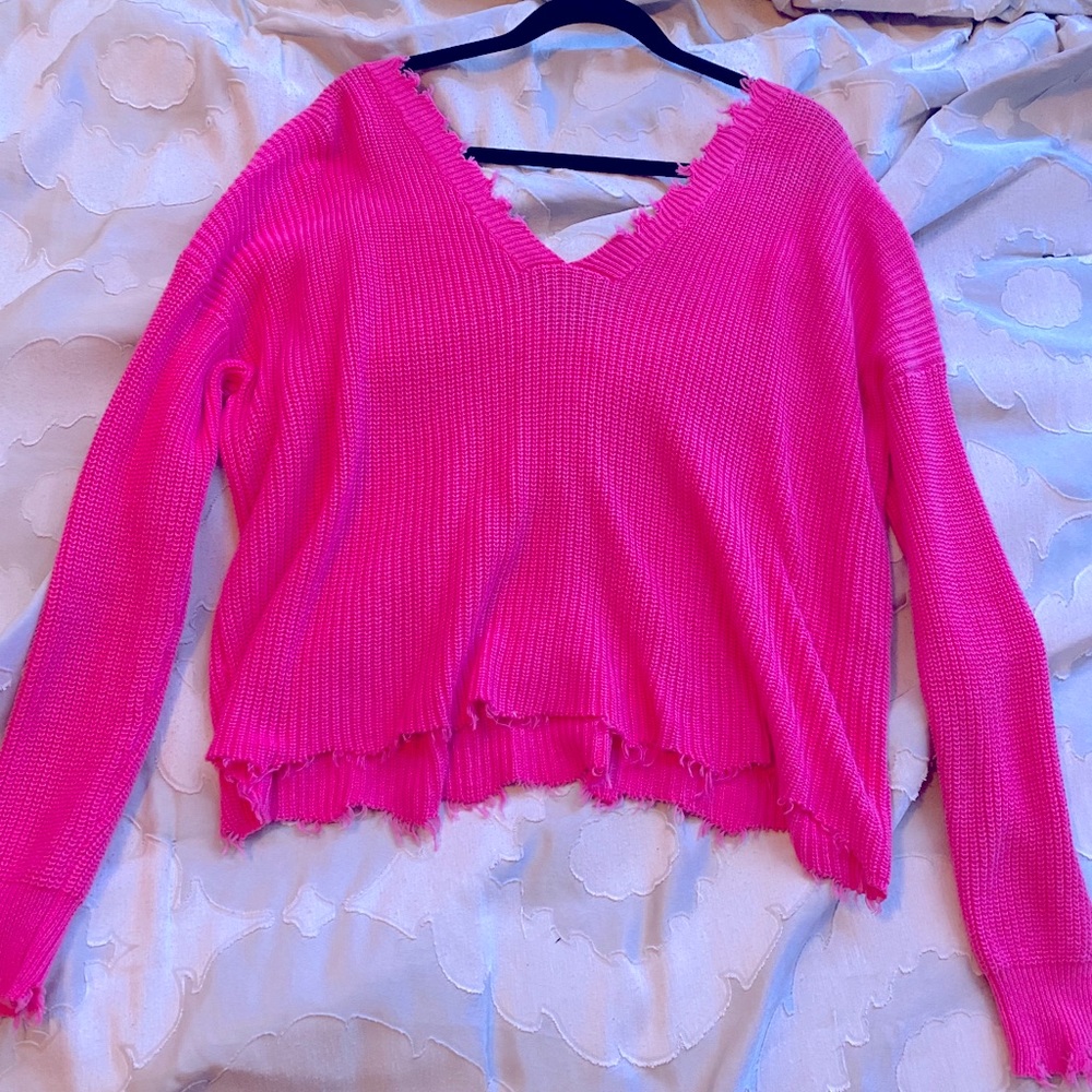 FATE hot pink v-neck sweater - south moon under